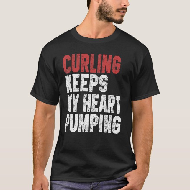 Camiseta Curling Keeps My Heart Pumping Coach Player Mom Da (Frente)