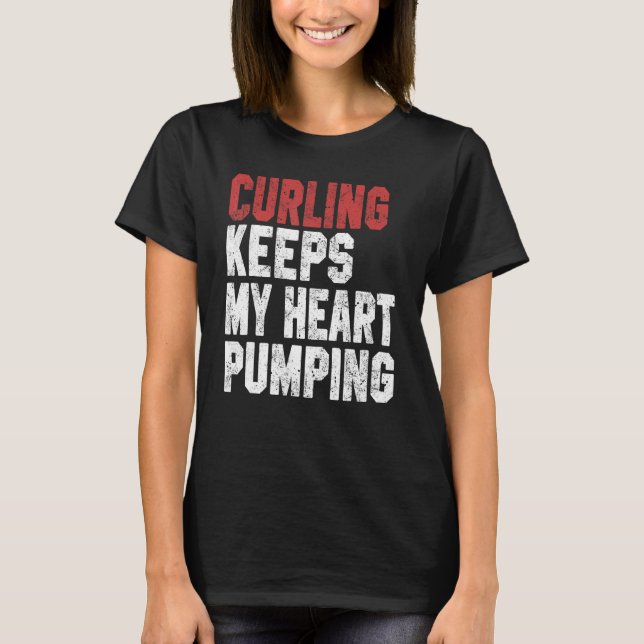 Camiseta Curling Keeps My Heart Pumping Coach Player Mom Da (Frente)