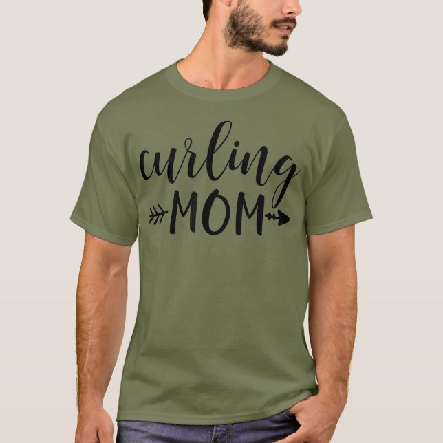 Camiseta Curling Mamãe Seta em Presente Preto (Frente)