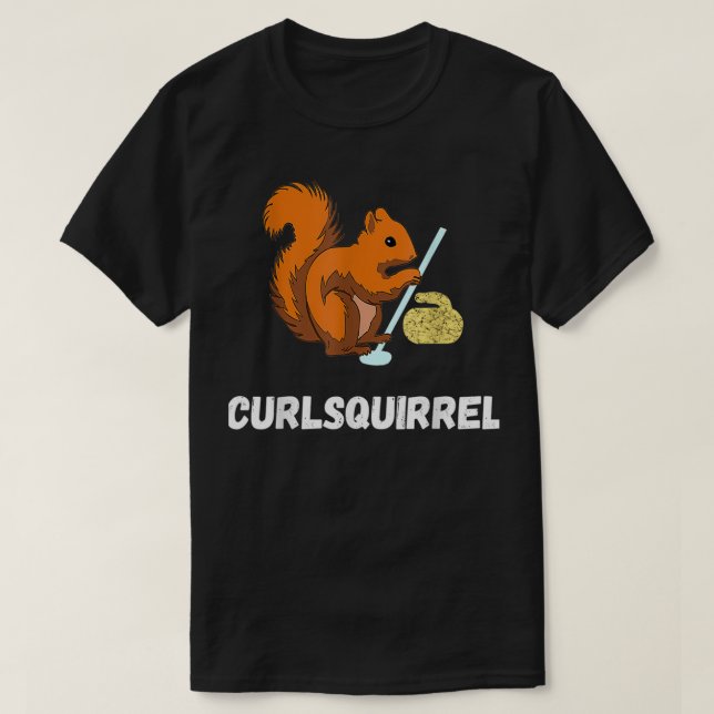 Camiseta Curling Squirrels Curler Rodent Winter Sport Prese (Frente do Design)
