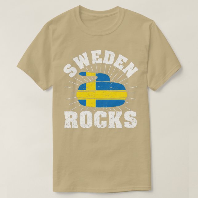 Camiseta Curling Sweden flag stone Swedish curler (Frente do Design)