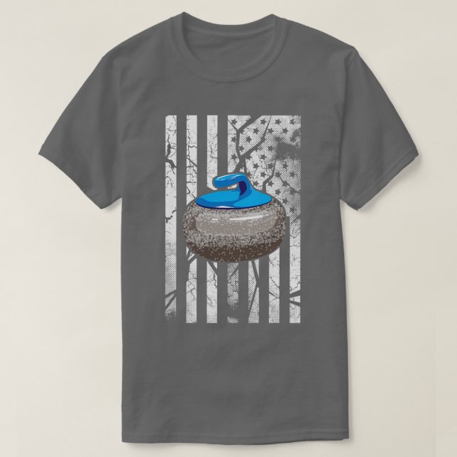 Camiseta Curling US Flag 3 (Frente do Design)