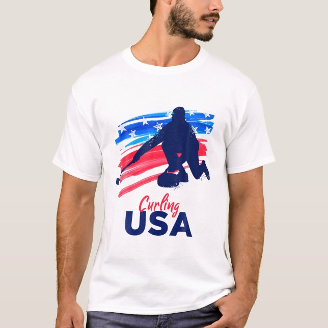 Camiseta Curling USA Support Team T USA Flag Curl Clean (Frente)