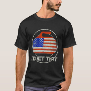 Camiseta Curling White Red E Blue American Flag Curling