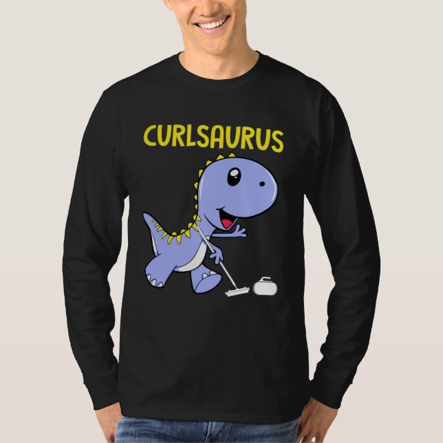 Camiseta Curlsaurus  Dinosaur  Curling Sport Costume (Frente)