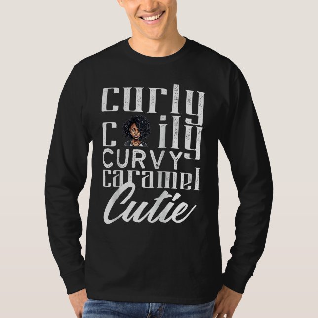 Camiseta Curly Caily Curvy Caramel Cutie Black Queen Africa (Frente)