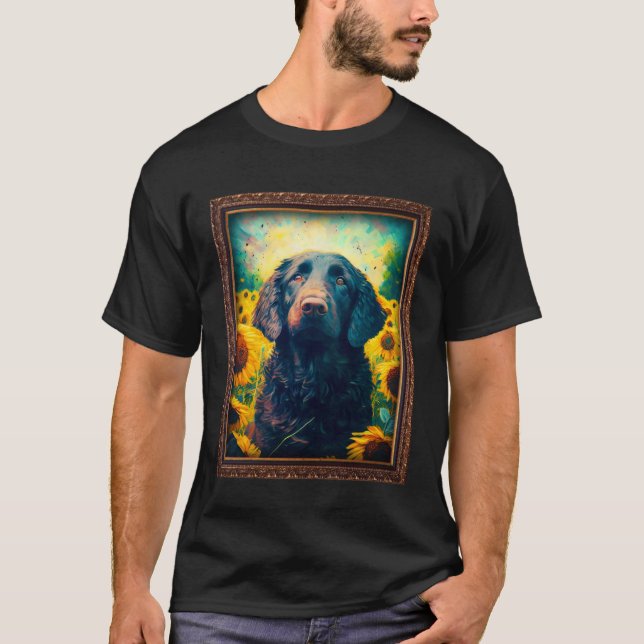 Camiseta Curly coated Retriever Painting Sunflower Flower M (Frente)