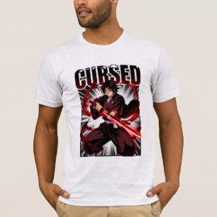 Camiseta Cursed – Estilo de Anime Katana Guerreiro Gráfico