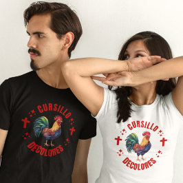 Camiseta Cursillo decolora o galo colorido com cruzes