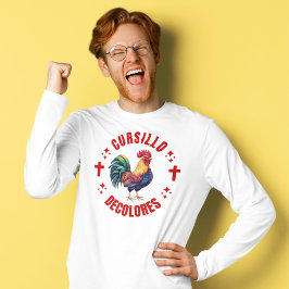Camiseta Cursillo decolora o galo colorido com cruzes