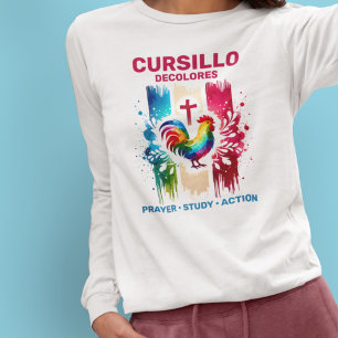 Camiseta Cursillo DeColores Rooster & Cruzar Traços De Pinc