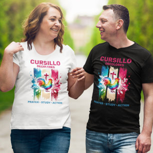 Camiseta Cursillo DeColores Rooster & Cruzar Traços De Pinc