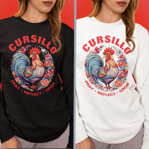 Camiseta Cursillo Rooster com Rosas Refletir Crescer