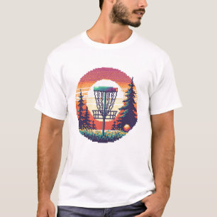 Camiseta Curso de Golfe em Disco de Arte Pixel