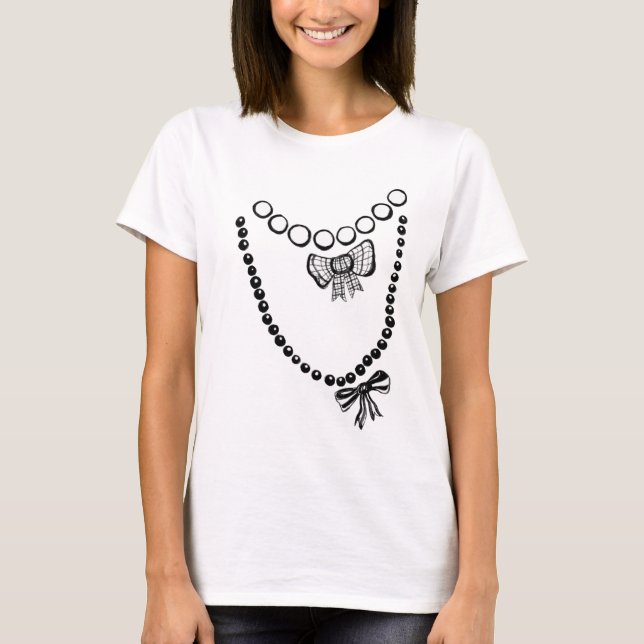 Camiseta Curta com Colares Trompe L'oeil (Frente)