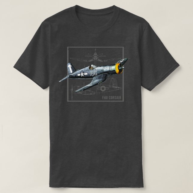 Camiseta Curtim F4U Corsair WW2 Fighter Plane (Frente do Design)