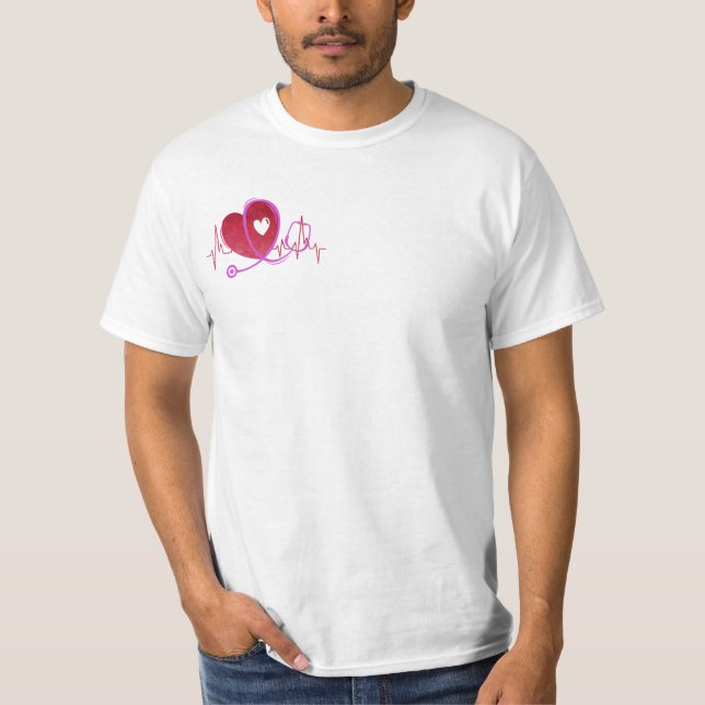 Camiseta Curva Cardíaca com Estetoscópio Médico 3 (Frente)