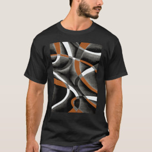 Camiseta Curva de Cinza Branca Laranja, 80 Vezes, Padrão Em