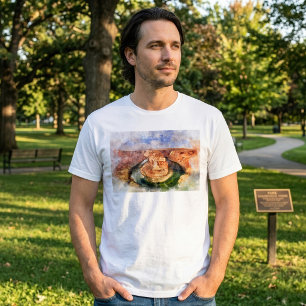 Camiseta Curva de ferradura na aquarela de Grand Canyon
