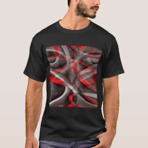Camiseta Curvas Camadas Vermelho Branco e Cinza dos Anos Oi