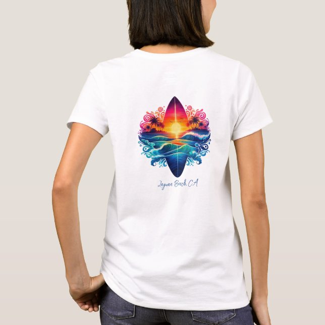 Camiseta Curvas de surfe solares (Verso)