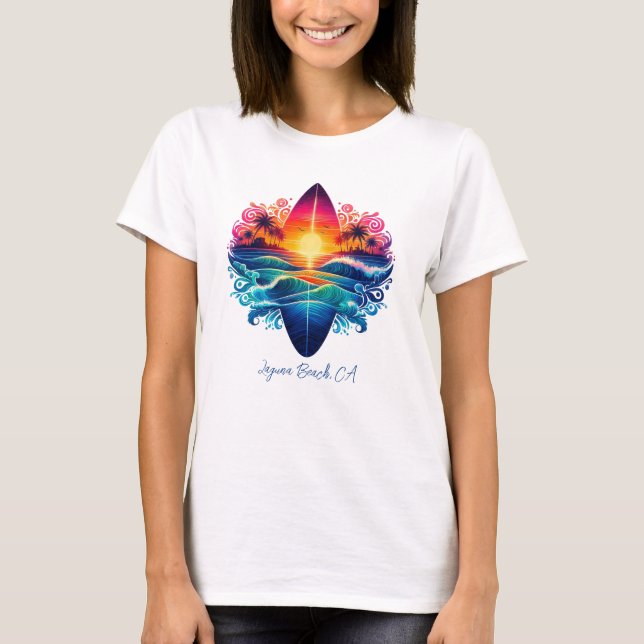 Camiseta Curvas de surfe solares (Frente)