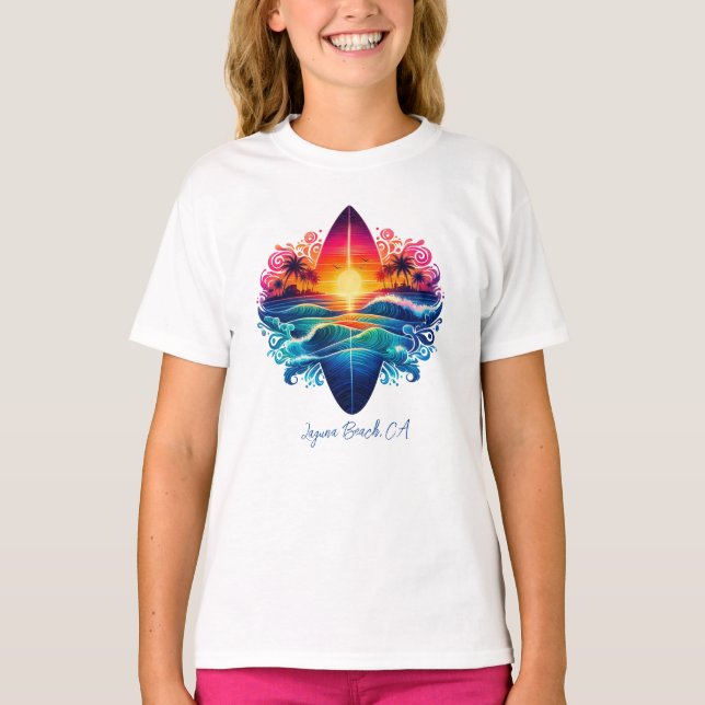 Camiseta Curvas de surfe solares (Frente)