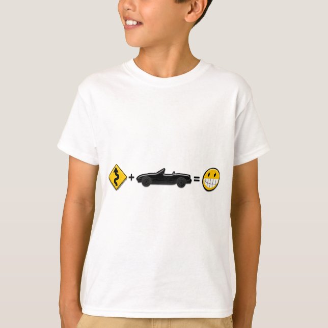 Camiseta Curvas + MX5 = divertimento (Frente)