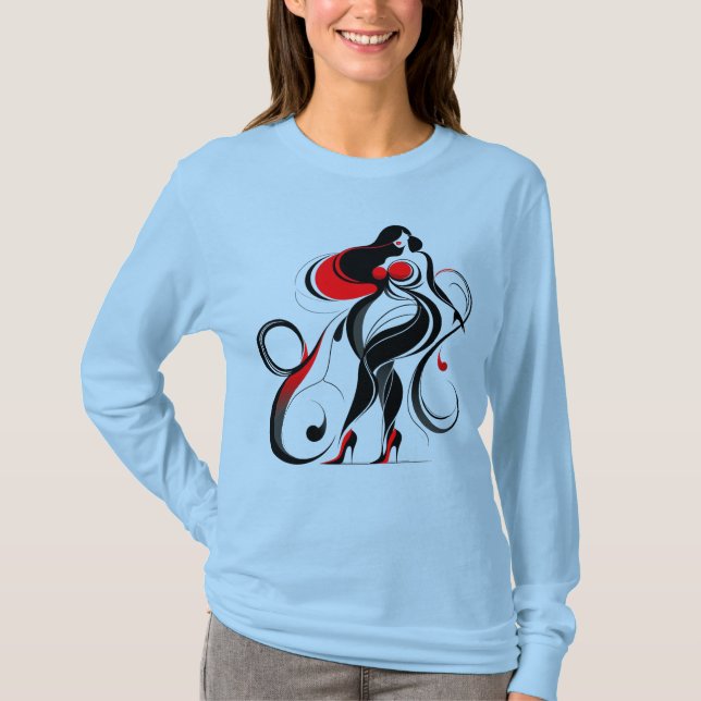 Camiseta Curvy Abstrato Silhouette Art (Frente)
