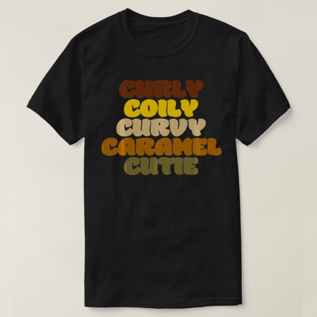 Camiseta Curvy Caramel Curvy Cutie BLM Black Womens P (Frente do Design)