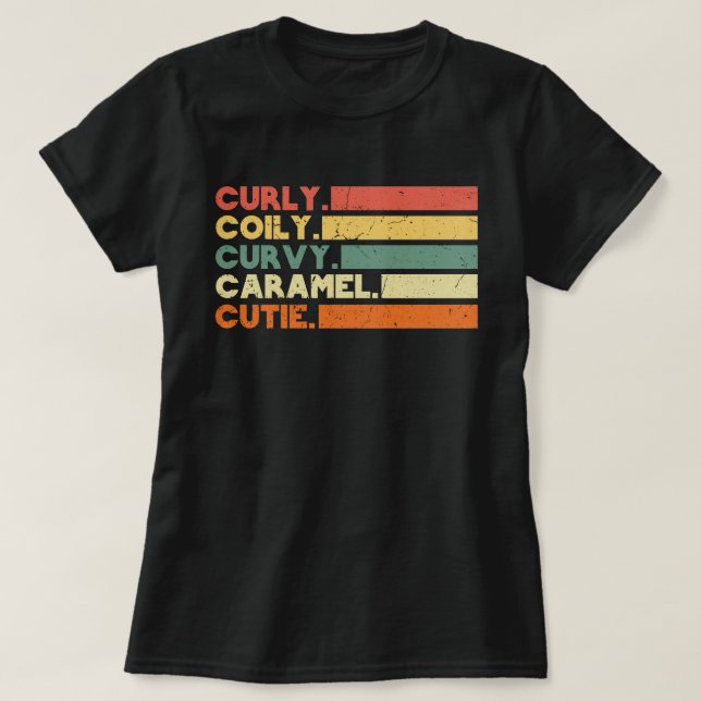 Camiseta Curvy Caramel Cutie Melanin Goddest (Frente do Design)
