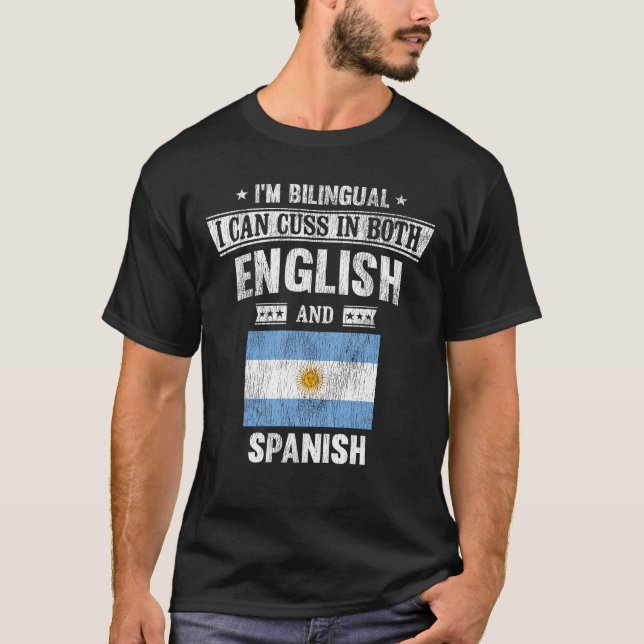 Camiseta Cusas em inglês e espanhol Funny Argentina Flag (Frente)