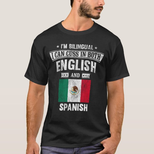 Camiseta Cusas na bandeira inglesa e espanhola Engraçada no (Frente)