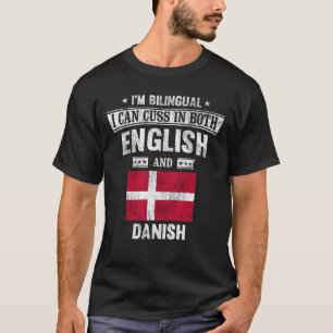 Camiseta Cuss na bandeira inglesa e dinamarquesa Engraçado