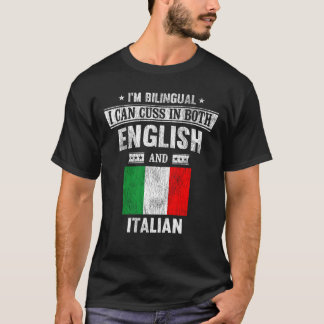 Camiseta Cuss na bandeira inglesa e italiana Funny Italy