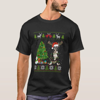 Camiseta Custa Boston Terrier Cachorro Santa Chapéus Feio X