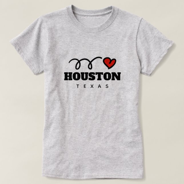 Camiseta Custa coração Houston Texas t shirt para mulheres (Frente do Design)