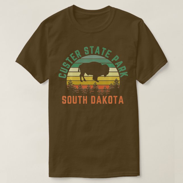 Camiseta Custer State Park South Dakota Buffalo Retro Sunse (Frente do Design)