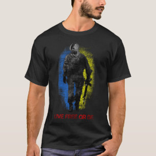 Camiseta Custo da Bandeira da Ucrânia do Guerreiro Cossaco 