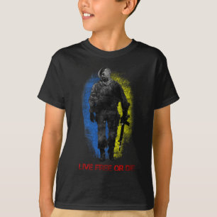 Camiseta Custo da Bandeira do Guerreiro Cossaco Viva-Livre