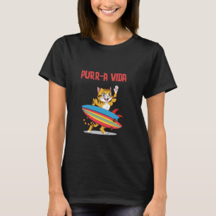 Camiseta Custo de Prancha de Surf para Amantes de Gatos Lar