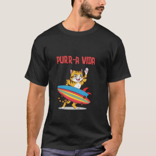 Camiseta Custo de Prancha de Surf para Amantes de Gatos Lar