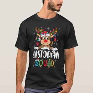 Camiseta Custodian Squad Funny Reindeer School Cleaner Chri