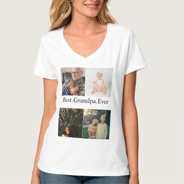Camiseta Custom 4 Photo Collage Best Grandpa Ever (Frente)