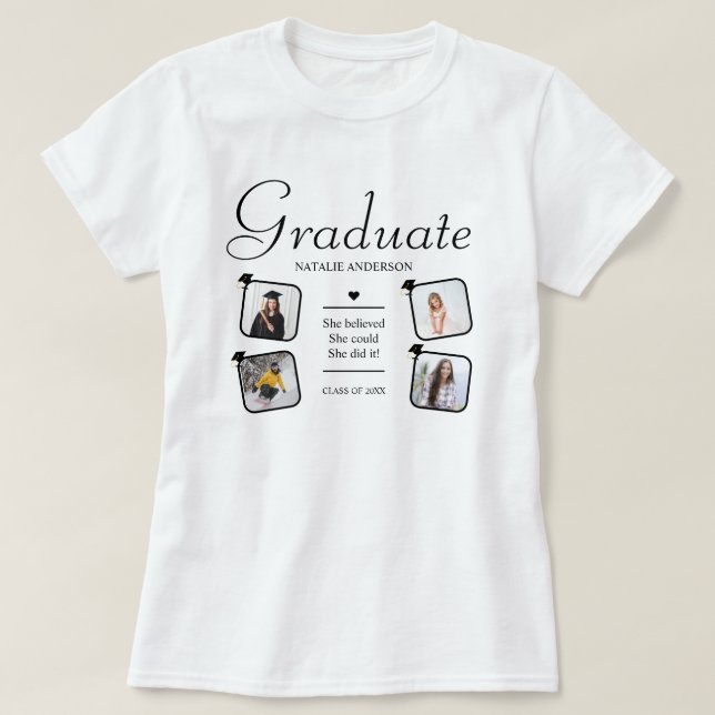 Camiseta Custom 4 Photo Collage Class of 2026 Graduation (Frente do Design)