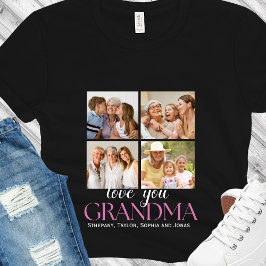 Camiseta Custom 4 Photo Collage for Grandma - Gift