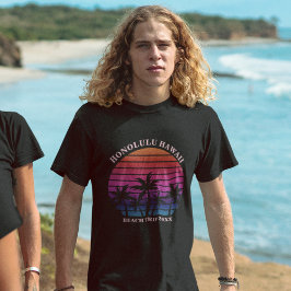 Camiseta Custom Beach Trip Tropical Palm Trees Black