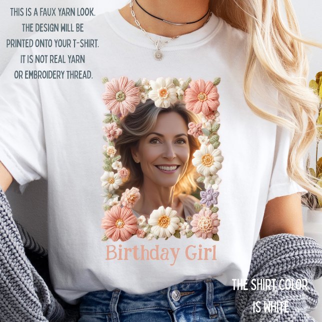 Camiseta Custom Birthday Floral Frame Personalized  (Criador carregado)