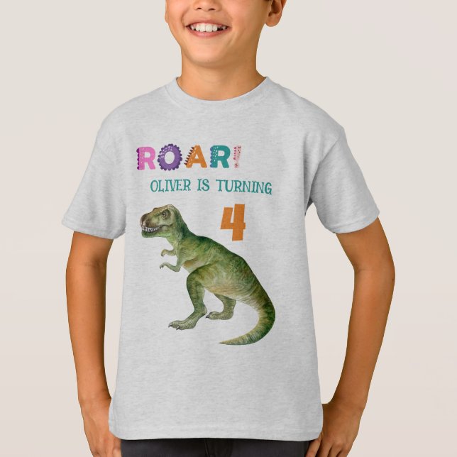 Camiseta Custom Birthday Guest of Honor Dinosaur T-shirts (Frente)