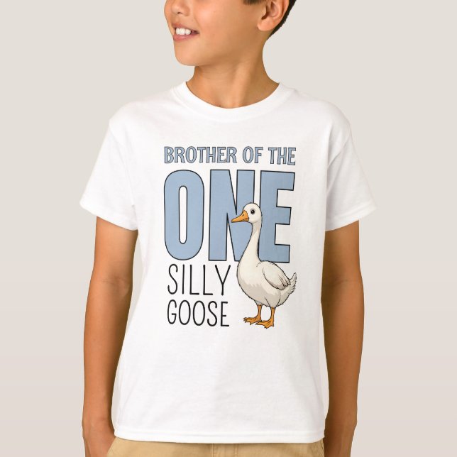Camiseta Custom Blue Brother of  One Silly Goose Birthday (Frente)